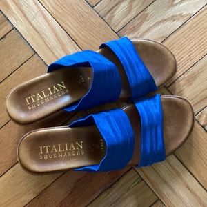 Blue Wedge Sandals by Italian Shoemakers